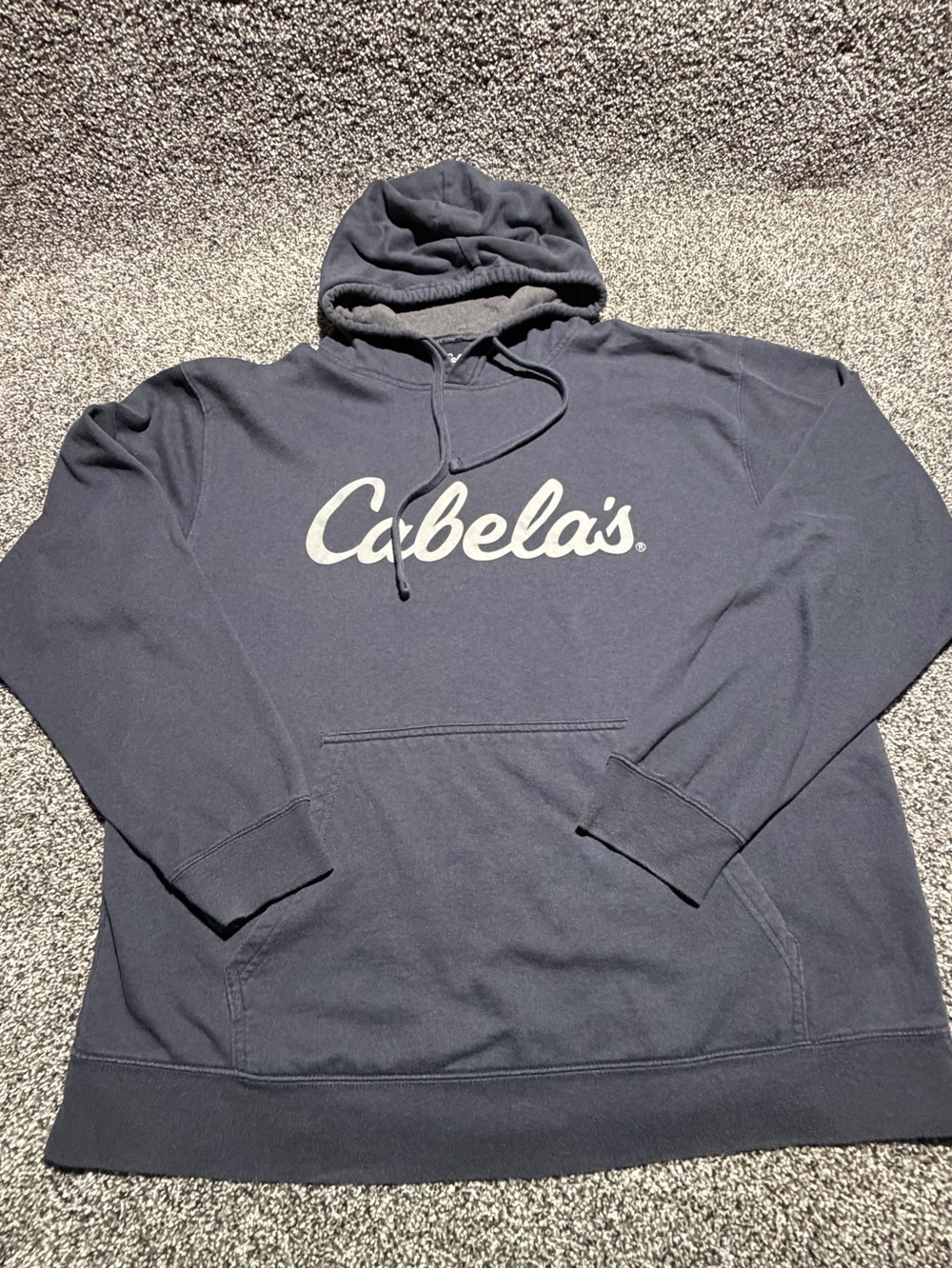 Cabela's Navy Blue Logo Hoodie Sweatshirt Large